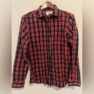 Old Navy Red and Black Plaid Long-Sleeve Button-Down Shirt